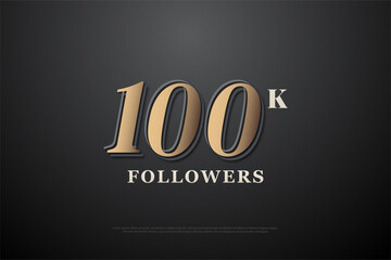 Fototapeta na wymiar Thank you to 100k, follow with a dark brown number illustration.