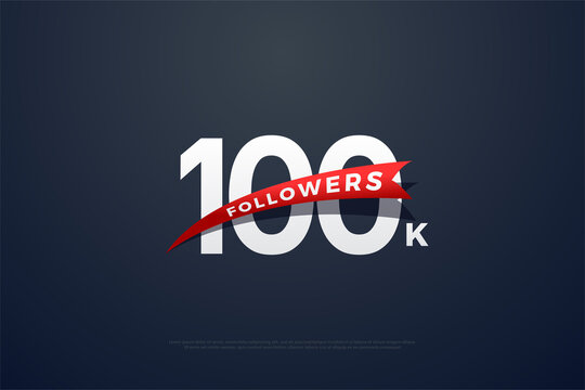 Thank you to 100k followers with illustration numbers and small red spiky images.