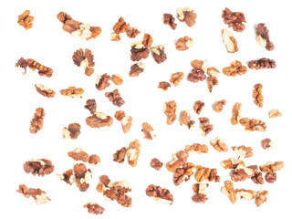 Fototapeta premium Shelled walnuts on white