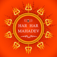 vector illustration of religious background of Lord Shiva for Shivratri, traditional festival of India