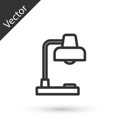 Grey line Table lamp icon isolated on white background. Desk lamp. Vector.