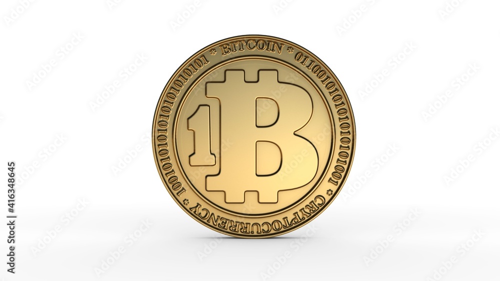 Aufkleber 3d rendering of a bitcoin gold coin isolated on a white background. the idea of a cryptocurrency bus