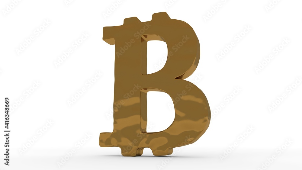 Poster 3d rendering of the bitcoin gold symbol isolated on a white background. the idea of a cryptocurrency