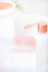 Fototapeta na wymiar Soap with rosemary, honey and red clay
