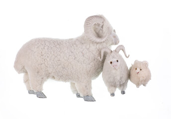fluffy ram toy isolated on white background