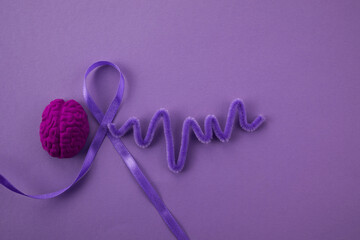 Purple day. Epilepsy awareness day. Awareness Purple ribbon