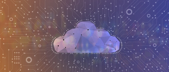 Fototapeta na wymiar Cloud technology. Integrated digital web concept background
