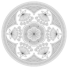 Black and white mandala vector isolated on white. Vector hand drawn circular decorative element stock illustration