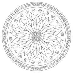 Black and white mandala vector isolated on white. Vector hand drawn circular decorative element stock illustration