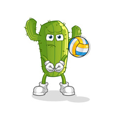 Cactus play volleyball mascot. cartoon vector