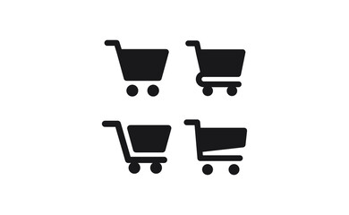 Shopping cart vector icon collection. E-commerce online shop symbol.