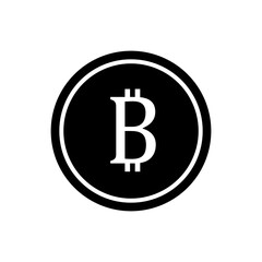 Bitcoin symbol icon, black and white design. Crypto payment. Vector illustration