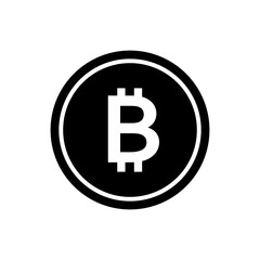 Bitcoin symbol icon, black and white design. Crypto payment. Vector illustration
