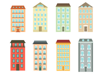 Old town houses. Traditional European architecture. Vector illustration for design
