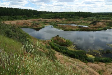 Ponds on sand quarries in the village of Sychevo, Volokolamsk district, Moscow region