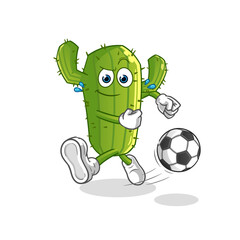 Obraz premium Cactus kicking the ball cartoon. cartoon mascot vector