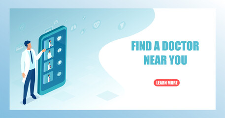 Online medical service, searching a specialist via internet concept. Health care and telemedicine and modern technology idea