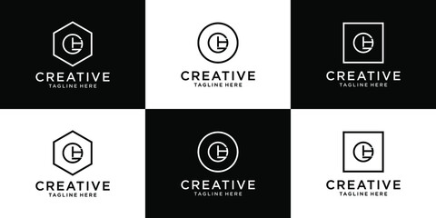 set collection of monogram logo