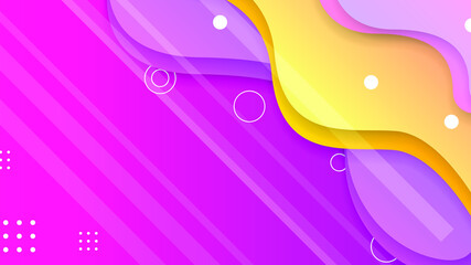 Abstract Colorful Gradient Background With Color Wavy Geometric Figures of Different Shapes And White Lines, Vector Design Style