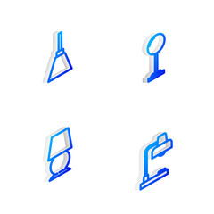 Set Isometric line Floor lamp, Chandelier, Table and icon. Vector.