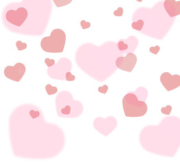 Beautiful hearts with bright backlight on a transparent background.