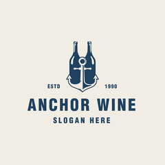 Vintage anchor wine logo template suitable for bar © fajarcome