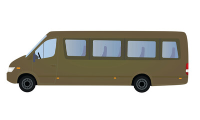 Brown mini bus. vector illustration