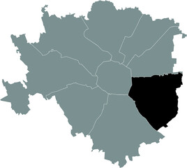Black location map of the Milanese Municipio 4 Zone inside gray map of Milan, Italy (Porta Vittoria, Forlanini)
