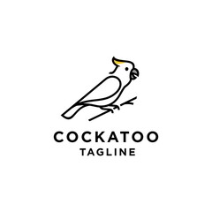 simple line cockatoo bird logo icon design vector in trendy minimal outline style, abstract silhouette line bird vector © Ramosh Artworks