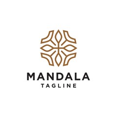 Fototapeta premium elegant mandala golden flower decorative design, floral swirl logo icon sign vector design. Luxury and premium look ornament symbol line linear artwork