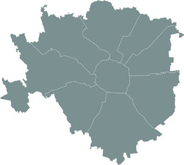Simple gray vector map with white borders of zones (municipi) of Milan, Italy