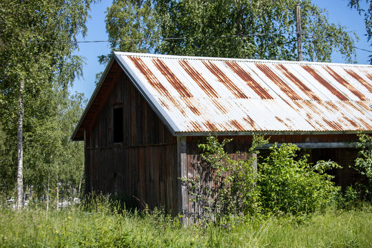 old wooden barn in the sun
