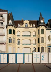 Beach huts and architecture on the seafront of Wimereux in France