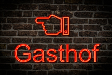 Fototapeta premium Leuchtreklame Gasthof