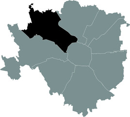 Black location map of the Milanese Municipio 8 Zone inside gray map of Milan, Italy (Fiera, Gallaratese, Quarto Oggiaro)