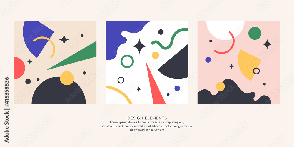 Aufkleber abstract elements in retro style, a template for your design. a set of geometric compositions.