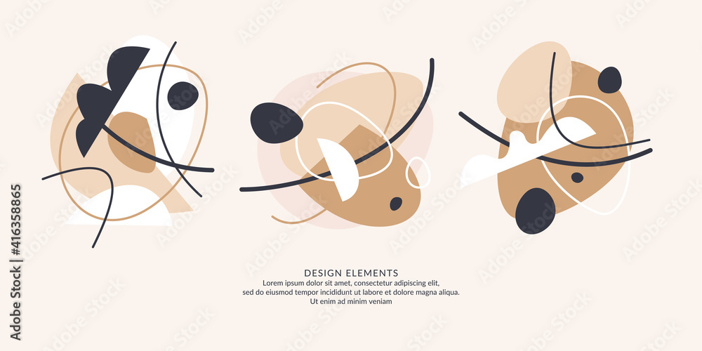 Poster a set of modern backgrounds with abstract elements and dynamic shapes. vector illustration.