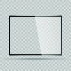 Realistic modern tablet with blank screen isolated on white background. Stock vector illustration