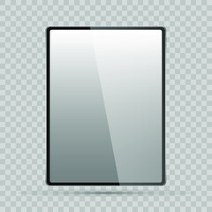 Realistic modern tablet with blank screen isolated on white background. Stock vector illustration