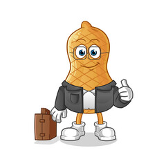 peanut office worker mascot. cartoon vector