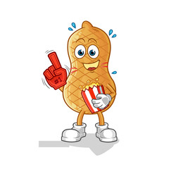 peanut fan with popcorn illustration. character vector