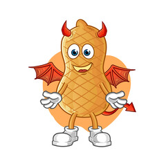 peanut demon with wings character. cartoon mascot vector