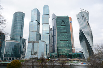 Obraz premium MOSCOW, RUSSIA - October 11, 2018: View to the skyscrapers in Moscow City in autumn