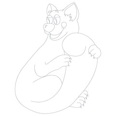 Coloring book for children. Vector cartoon smiling cat for coloring page. Cat on a white background