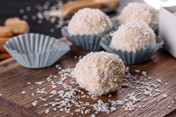 Tasty fresh handmade sweet candy with cheese filling and sprinkling