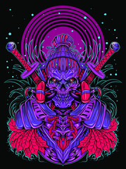 Modern samurai theme with neon purple color