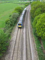 Railway line between Gloucester and Newport along the west bank of the River Severn, United Kingdom