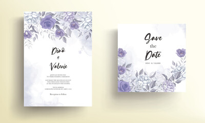 Wedding invitation card with beautiful soft flowers