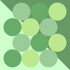 The balls of green variation are arranged to form an abstract but symmetrical shape