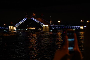 Fototapeta na wymiar night view of the bridge St. Petersburg